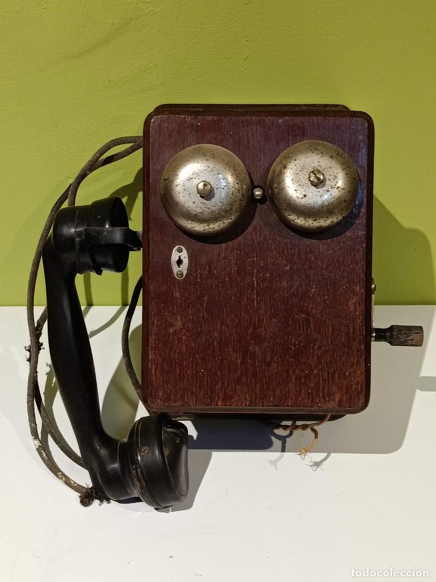 Tel&eacute;fonos: Tel&eacute;fono antiguo de madera pared Magneto a&ntilde;os 30