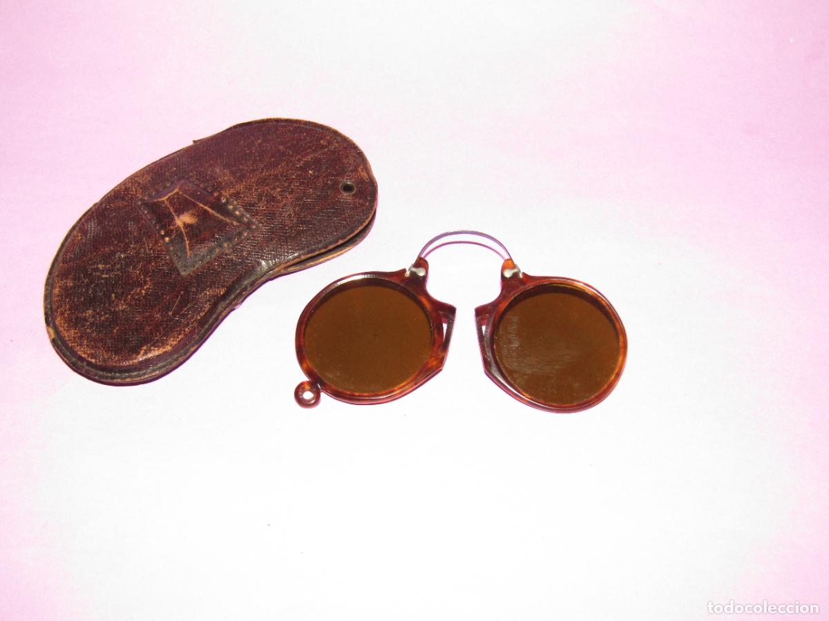 Antig&uuml;edades: Antiguas Gafas Bin&oacute;culos con Estuche Original de Cuero
