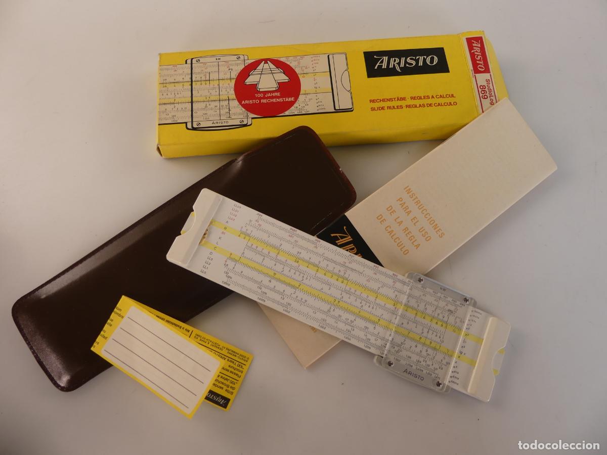 Antiques: REGLA DE CALCULO MARCA ARISTO STUDIO LOG CON CAJA FUNDA Y MANUAL DE INSTRUCCIONES