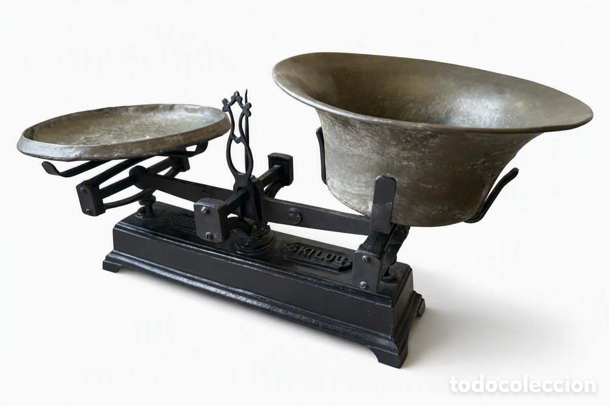 Antiguidades: B&aacute;scula antigua de hierro fundido, 5Kg