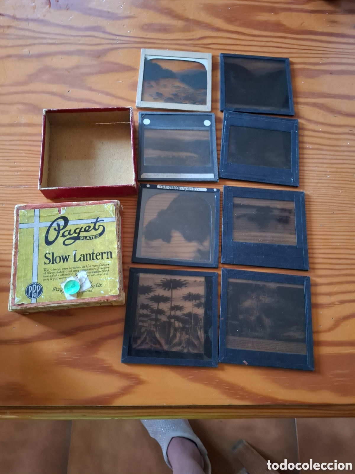 Antig&uuml;edades: 8 placas fotogr&aacute;ficas lentas con caja PAGET