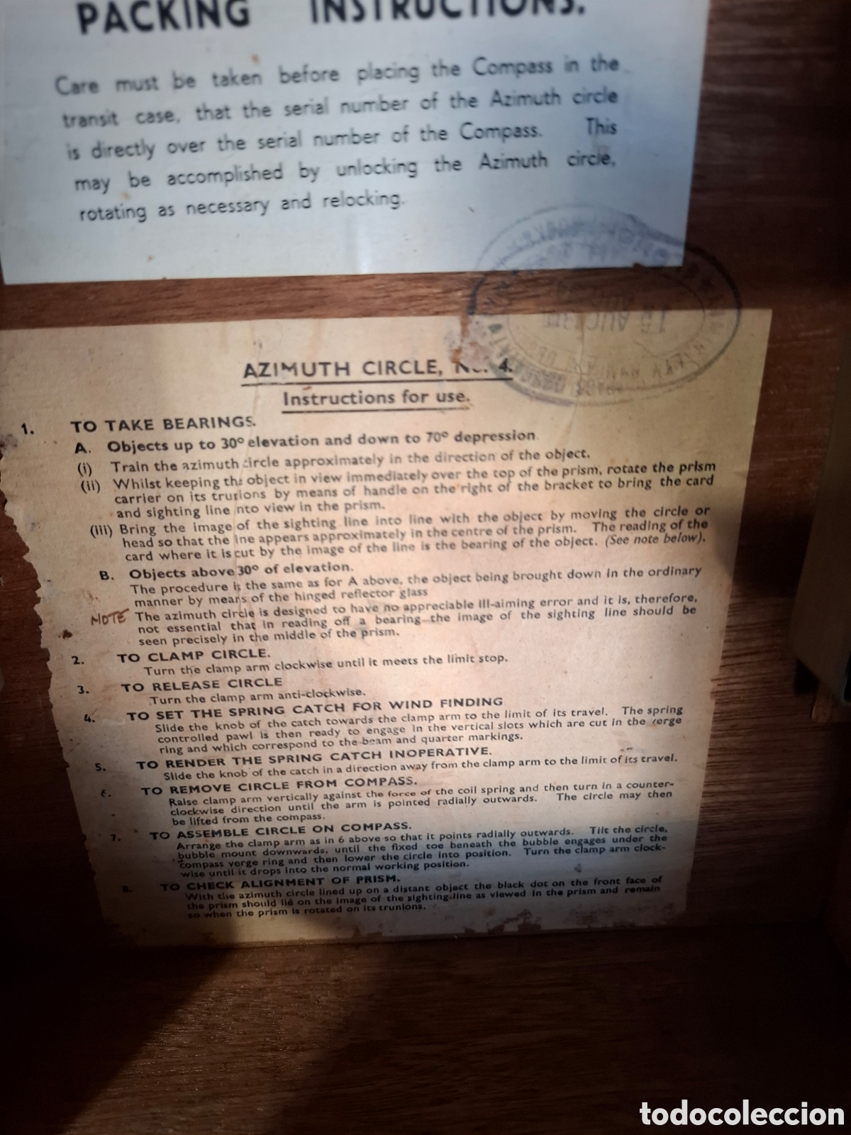 Antig&uuml;edades: AZIMUTH CIRCLE instrumento de navegaci&oacute;n - Foto 2