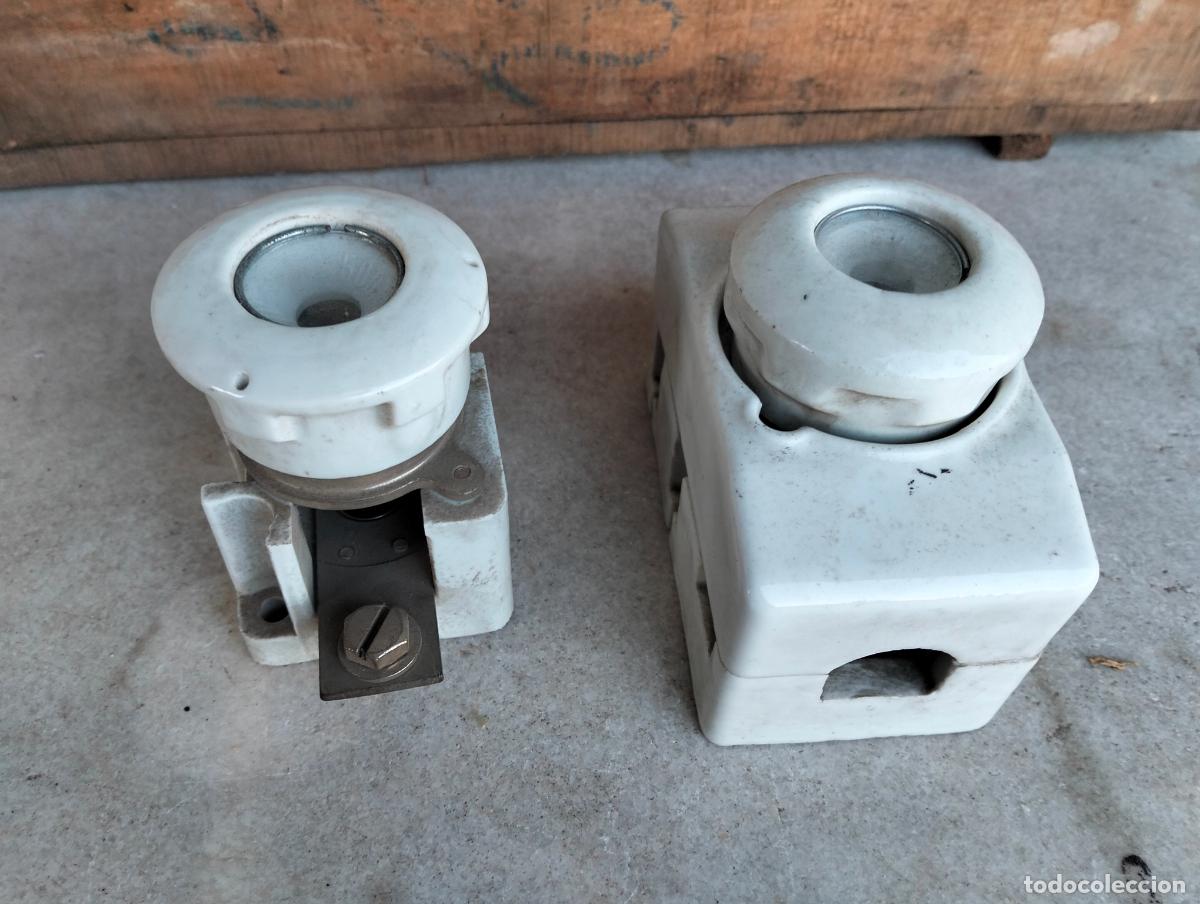 Antiquit&auml;ten: Antiguos fusibles plomos el&eacute;ctricos porcelana cer&aacute;mica lote de l&iacute;nea el&eacute;ctrica recambio industria