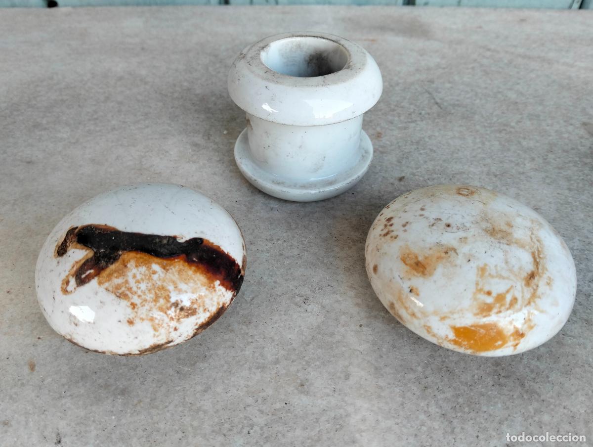 Antiguidades: Antiguos aislantes el&eacute;ctricos porcelana cer&aacute;mica lote de l&iacute;nea el&eacute;ctrica recambio a&ntilde;os 50