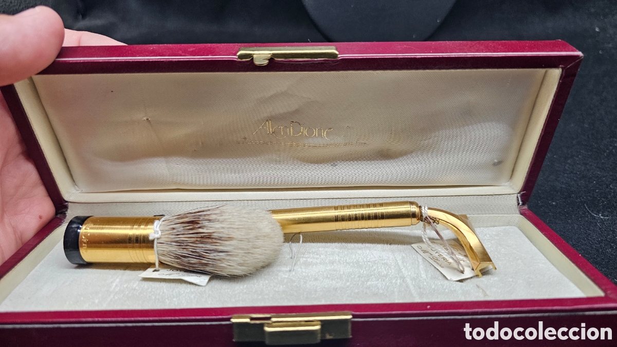 Antiques: Set de afeitado a estrenar chapado en oro 18 kilates