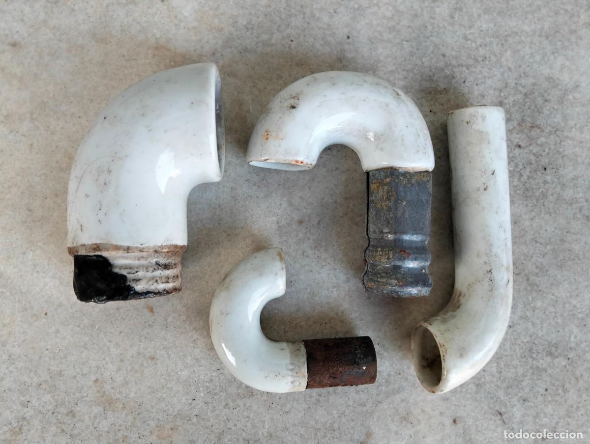Antiguidades: Antiguos codos trompetas pasa-cables el&eacute;ctricos porcelana lote de l&iacute;nea el&eacute;ctrica repuestos