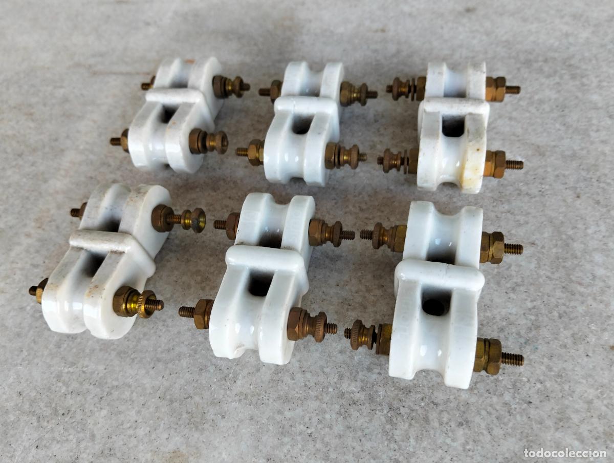 Antiquit&auml;ten: Antiguos fusibles plomos a&eacute;reos el&eacute;ctricos porcelana cer&aacute;mica lote de l&iacute;nea el&eacute;ctrica repuestos