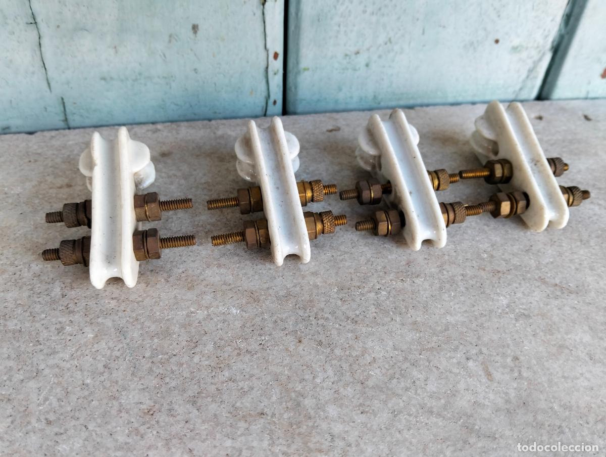Antig&uuml;edades: Antiguos fusibles a&eacute;reos plomos el&eacute;ctricos porcelana cer&aacute;mica lote de l&iacute;nea el&eacute;ctrica repuestos