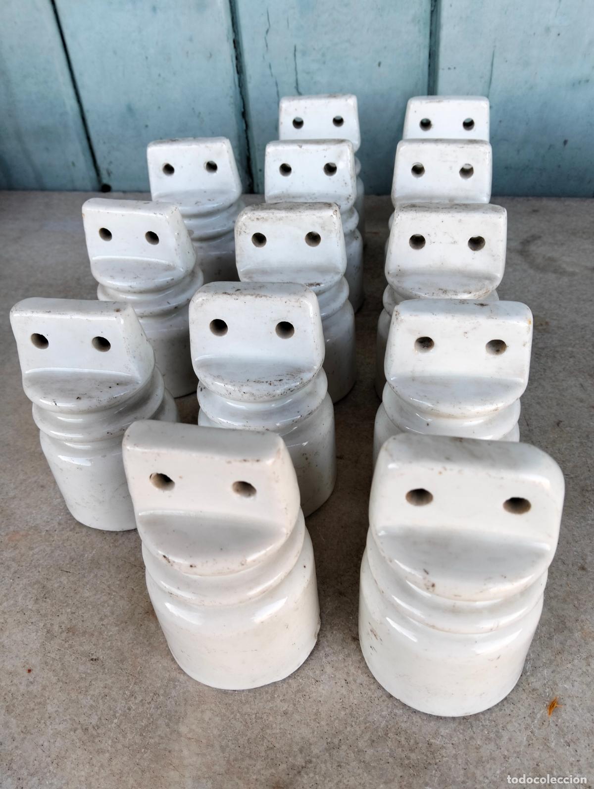 Antiguidades: Antiguos aislantes fusibles el&eacute;ctricos porcelana cer&aacute;mica lote de l&iacute;nea el&eacute;ctrica recambio repuesto