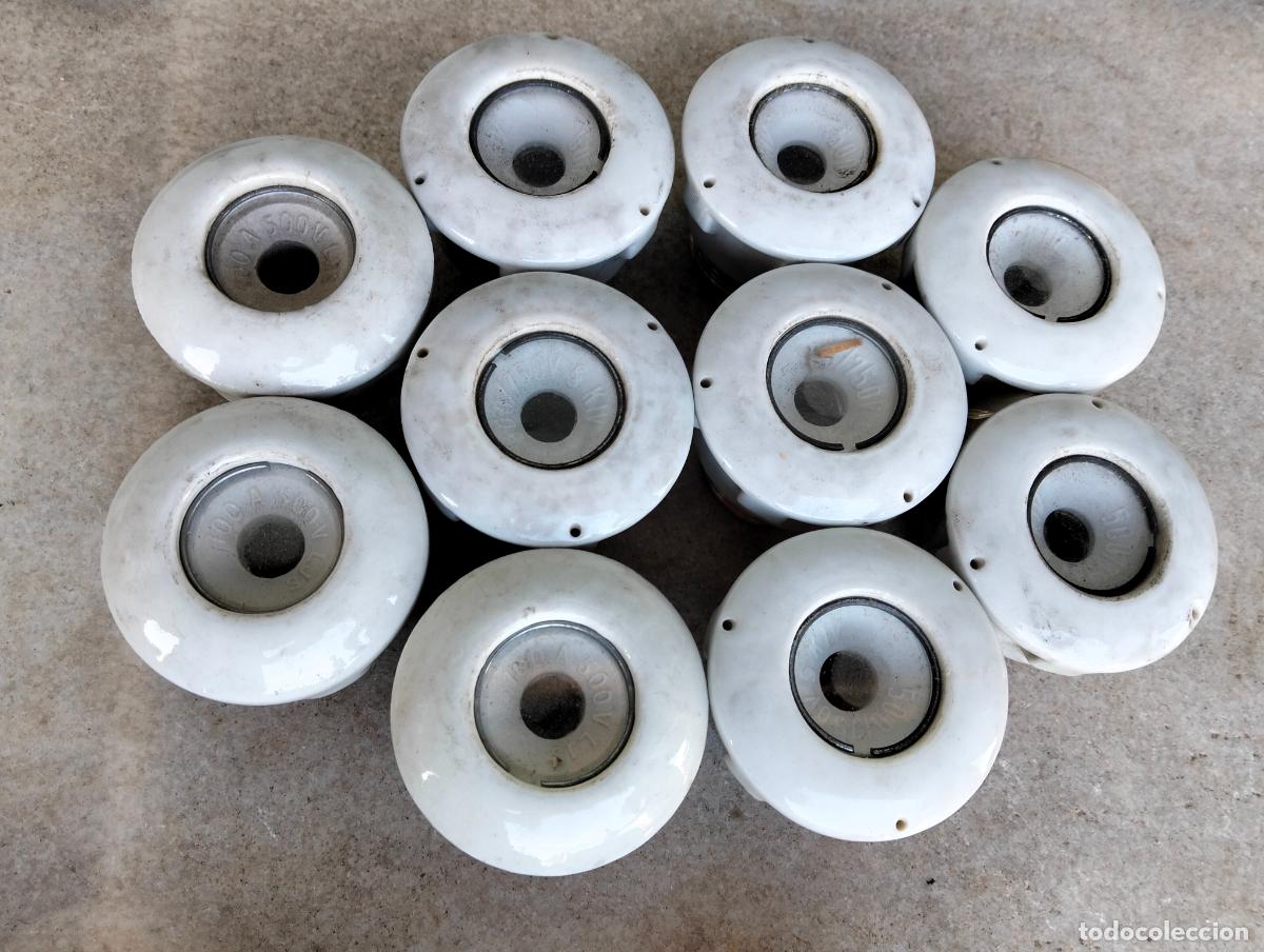 Antiguidades: Antiguos fusibles plomos el&eacute;ctricos porcelana cer&aacute;mica lote de l&iacute;nea el&eacute;ctrica para repuestos