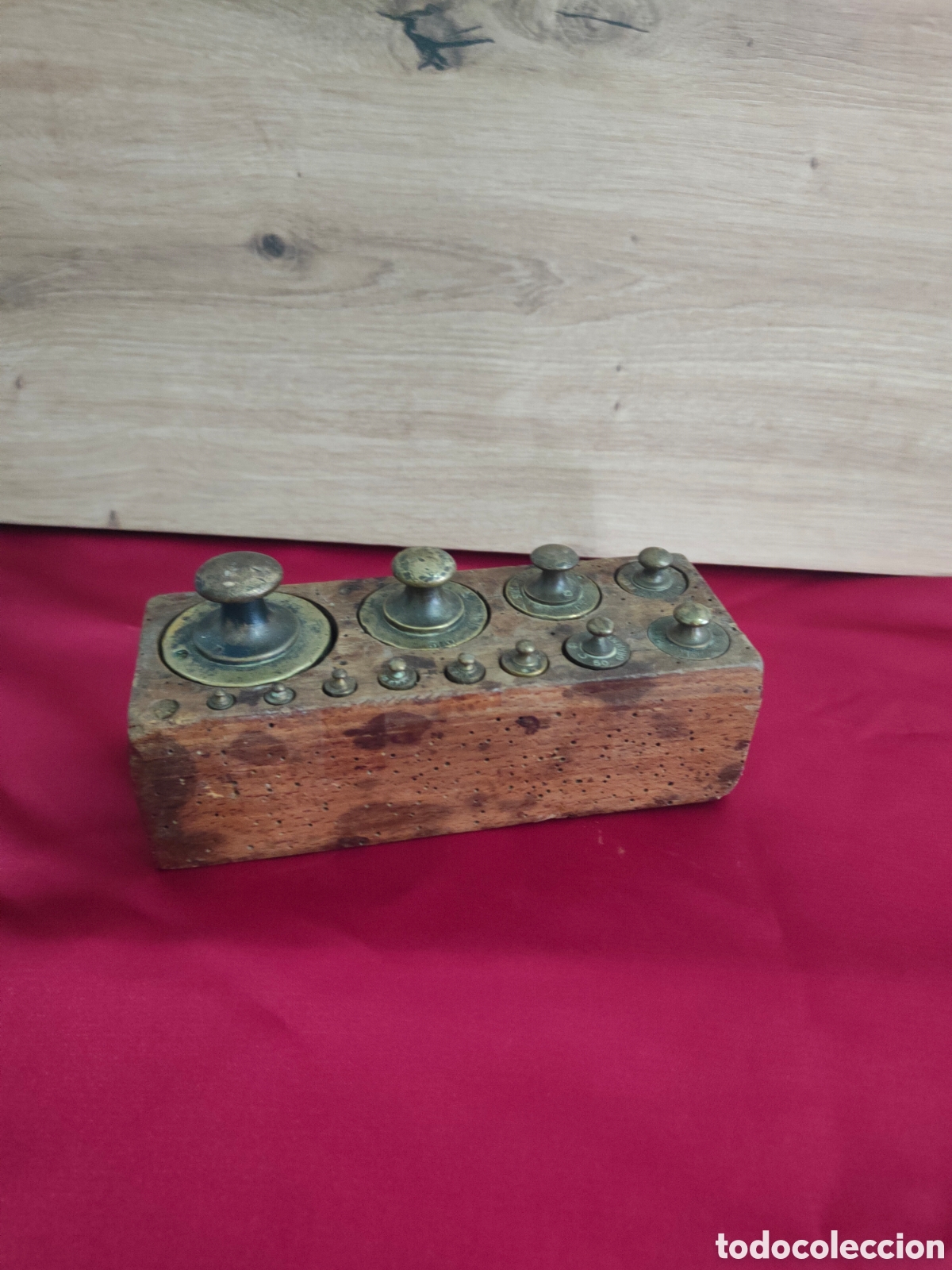 Antig&uuml;edades: Antiguo Ponderal Franc&eacute;s de Bronce (1890-1920) &bull; Juego Pesas Balanza 2 Kilos &bull; Decoraci&oacute;n Vintage