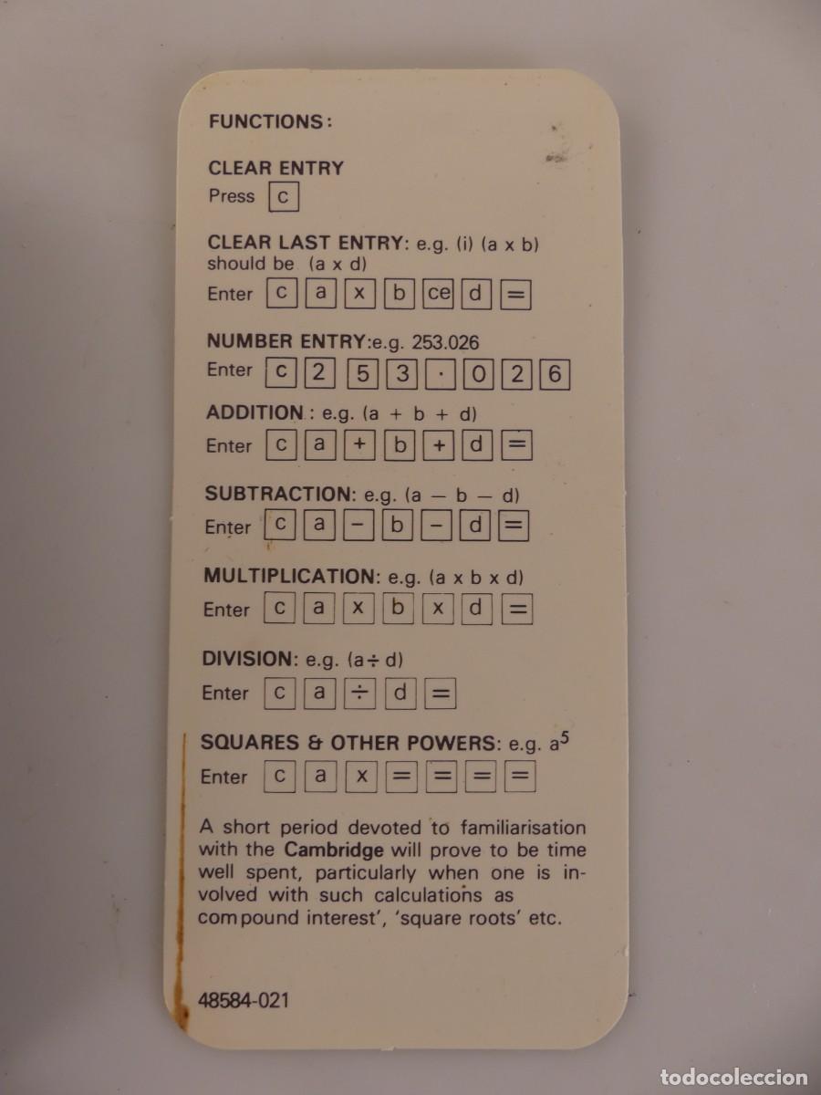 Antig&uuml;edades: CALCULADORA MARCA SINCLAIR CAMBRIDGE - Foto 4