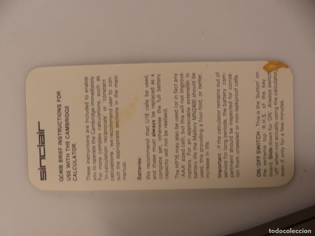 Antig&uuml;edades: CALCULADORA MARCA SINCLAIR CAMBRIDGE - Foto 7