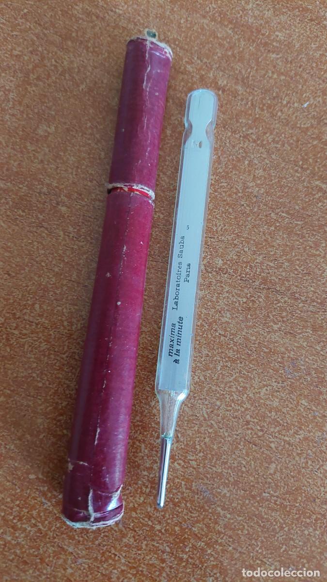 Antig&uuml;edades: Antiguo termometro de mercurio con su funda de papel - Foto 2