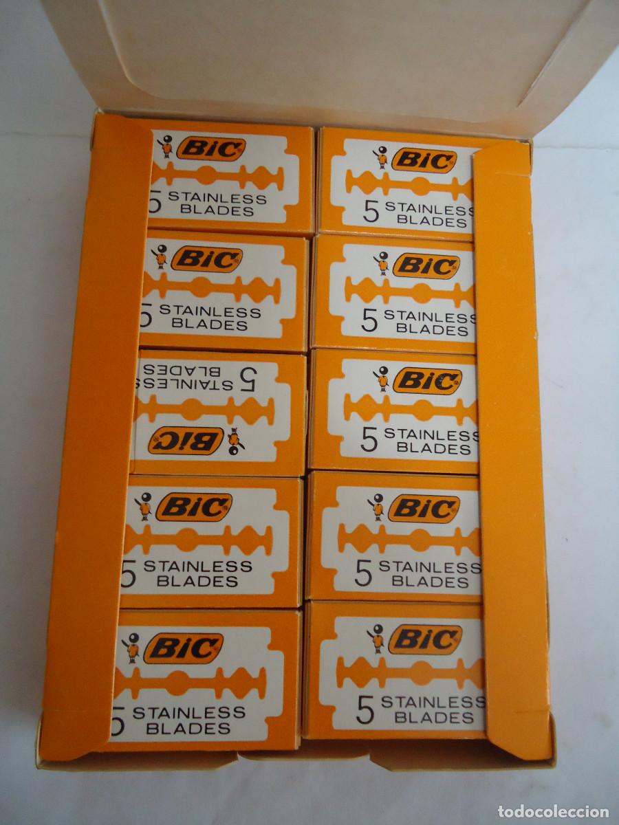Antig&uuml;edades: CAJA COMPLETA CON 10 CAJITAS DE CUCHILLAS DE AFEITAR MARCA BIC. -- 25