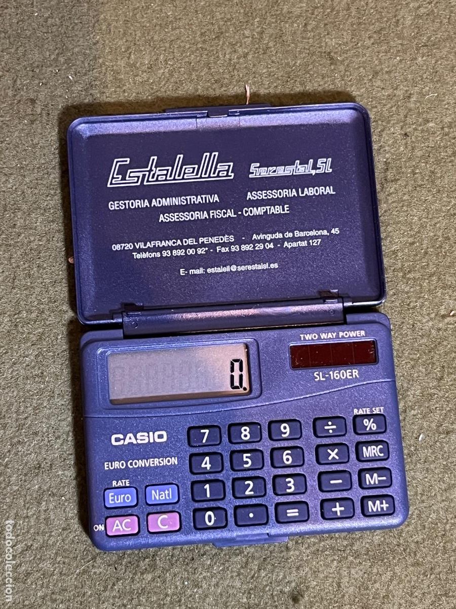 Antig&uuml;edades: Calculadora de bolsillo CASIO SL-160ER con conversi&oacute;n Euro &ndash; Publicidad Estalella Serveis Vilafranca