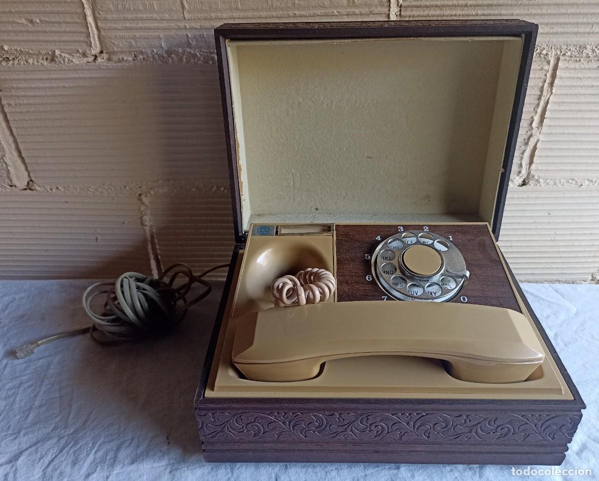 Telefone: Tel&eacute;fono de despacho en caja de madera a&ntilde;os 60