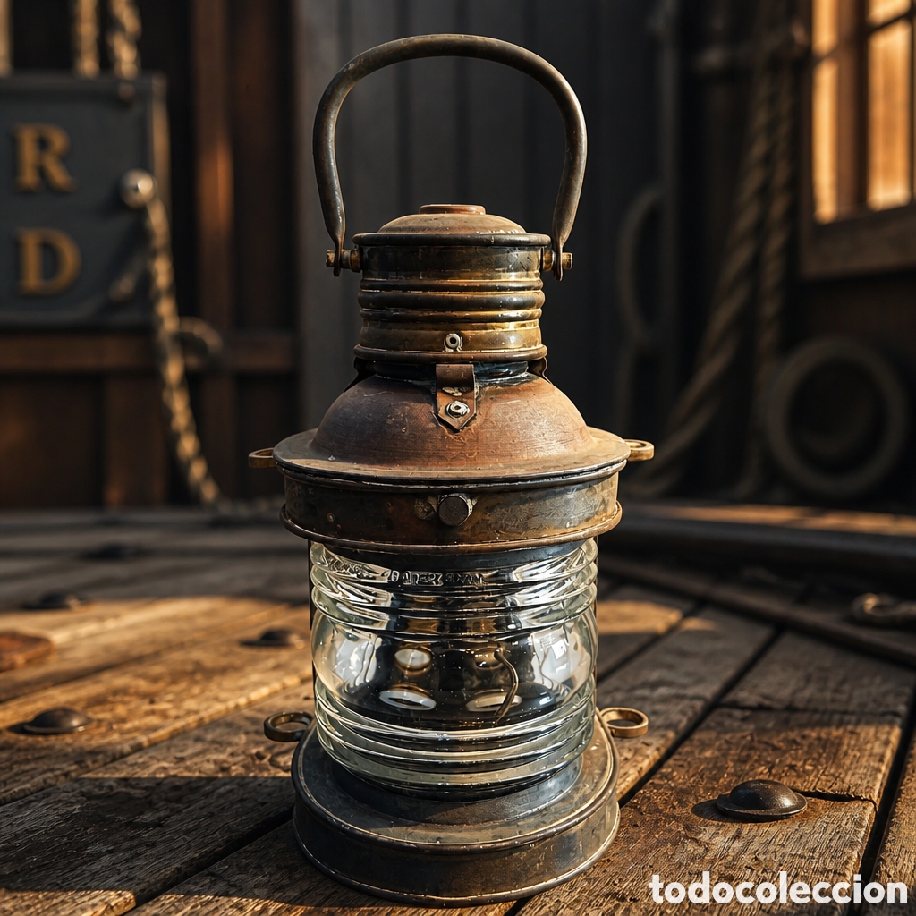 Antig&uuml;edades: ANTIGUO FAROL DE BARCO . ELECTRIFICADO PARA SERVIR COMO APLIQUE