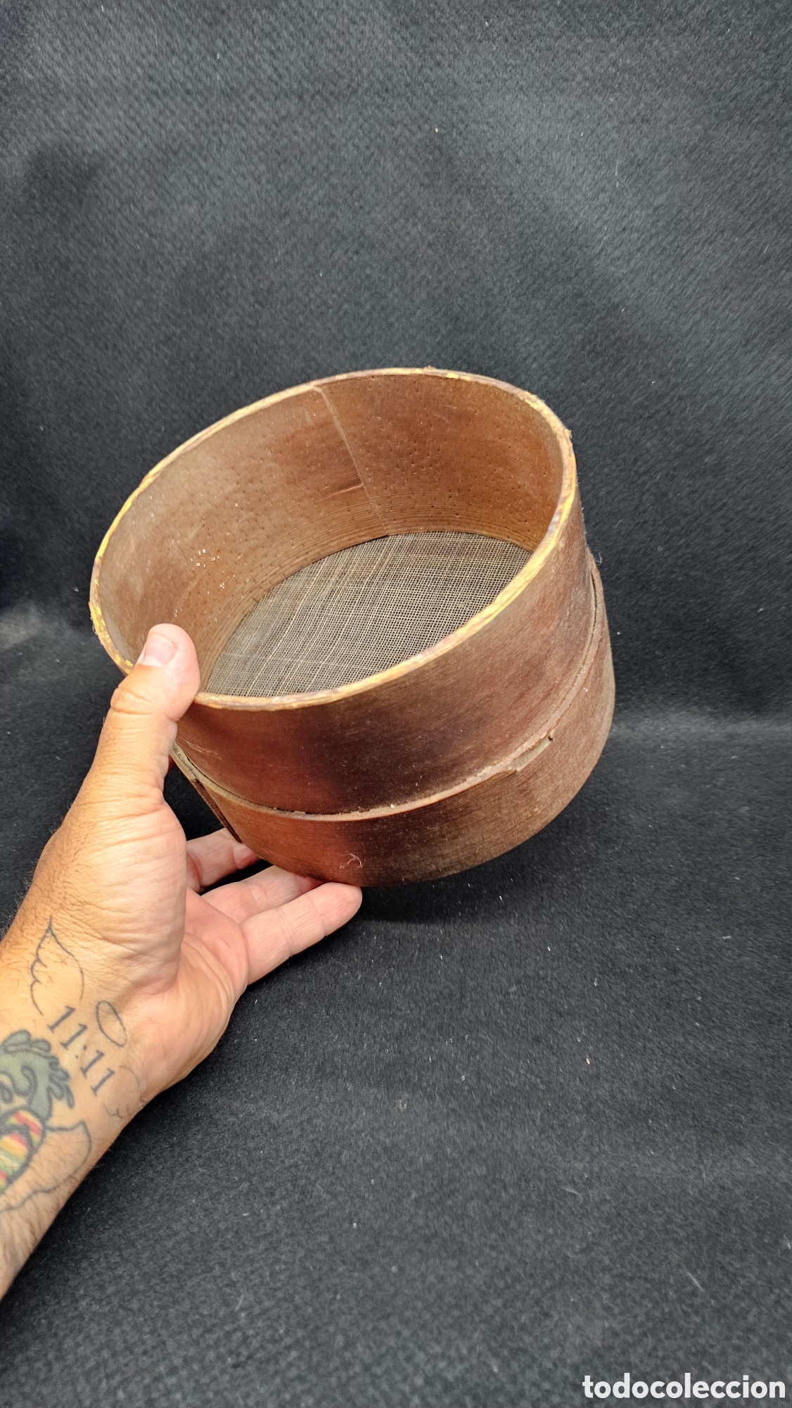Antig&uuml;edades: cedazo o tamiz de madera antiguo