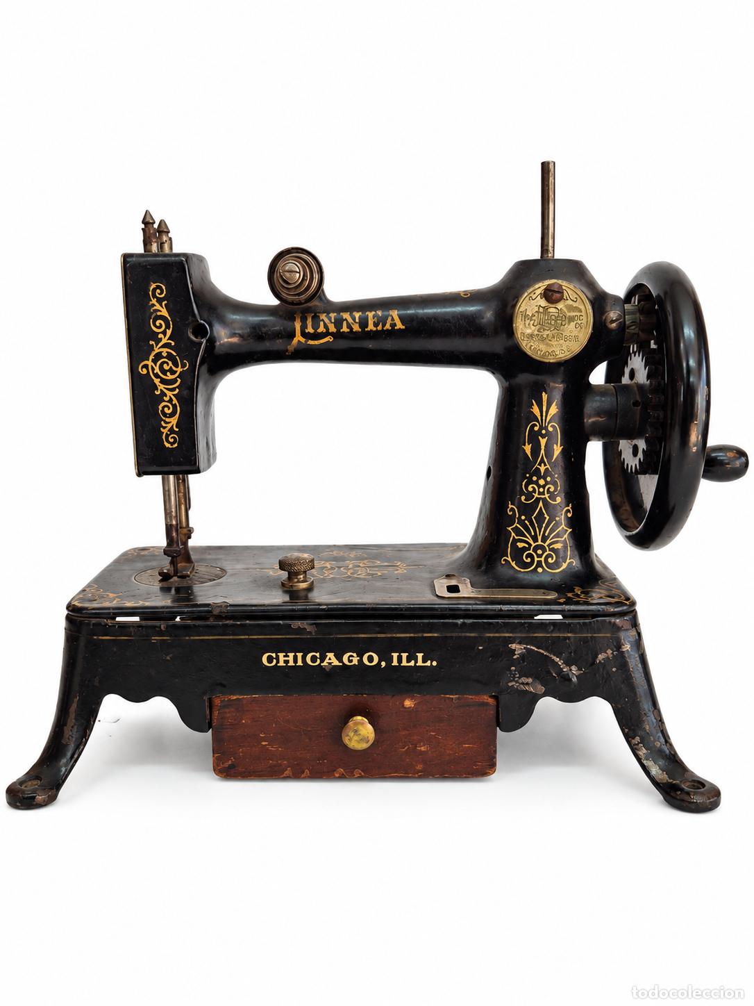 Antig&uuml;edades: M&aacute;quina de Coser Antigua - Linnea Compa&ntilde;&iacute;a Bergbom & Roberg, Chicago - A&ntilde;o 1900-20