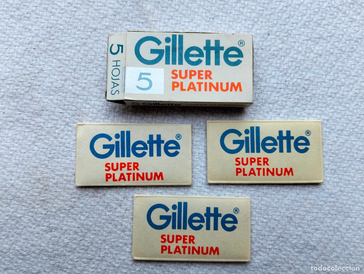 Antig&uuml;edades: Gilette super platinum 3 hojas gilete hoja de afeitado vintage caja incompleta
