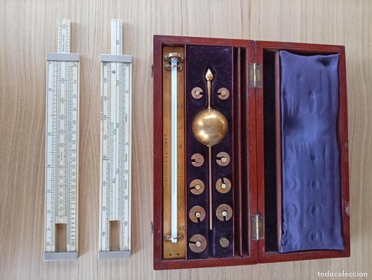 Antiques: Sikes hidr&oacute;metro L. Lumley y Co. y 2 reglas de marfil, siglo XIX
