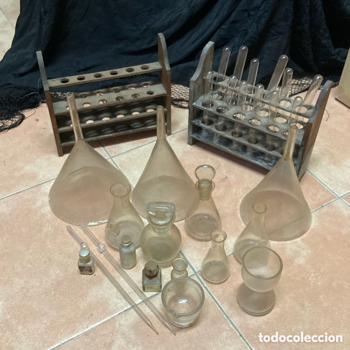 Antiques: Lote de Instrumentos de Laboratorio de Cristal - Farmacia - Qu&iacute;mica - Medicina