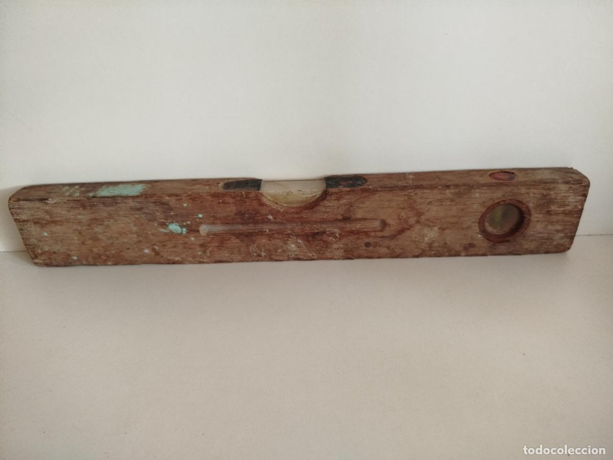 Antig&uuml;edades: Antiguo nivel de burbuja de madera Gebr&uuml;der Weyersberg Solingen - 40cm. F