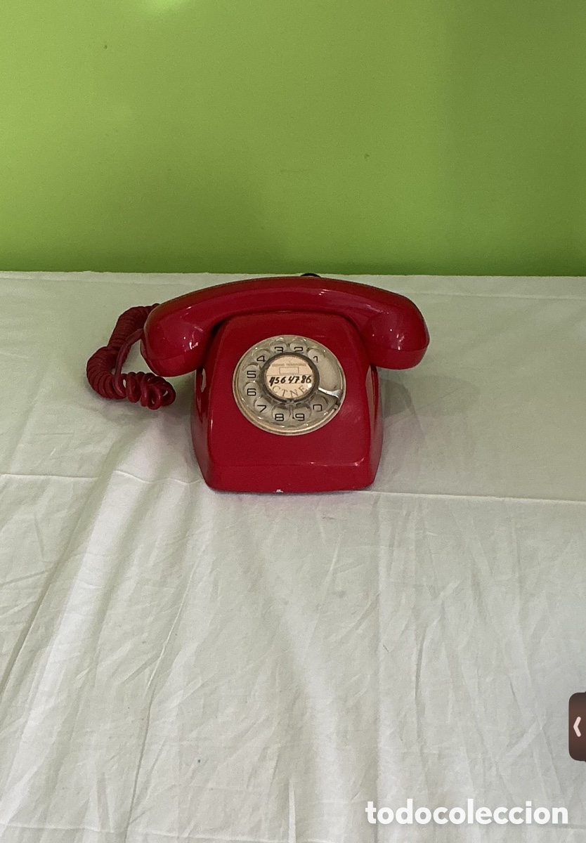 Tel&eacute;fonos: Tel&eacute;fono Antiguo CITESA M&aacute;laga CTNE Rojo &ndash; Dise&ntilde;o Vintage de Disco