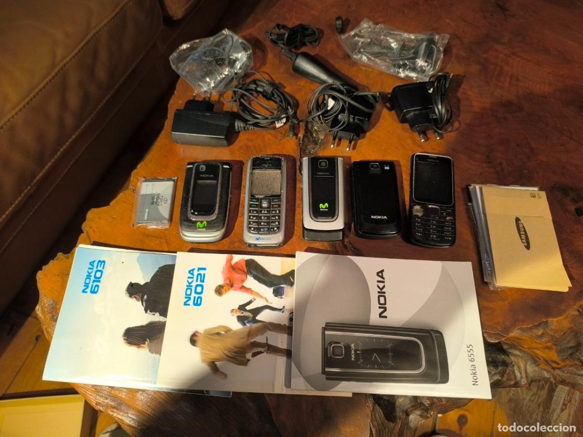 Tel&eacute;fonos: LOTE DE 5 TELEFONOS NOKIA CATALOGOS 6103 - 6021 - 6555 - 6131 CARGADORES AURICULARES Y MAS