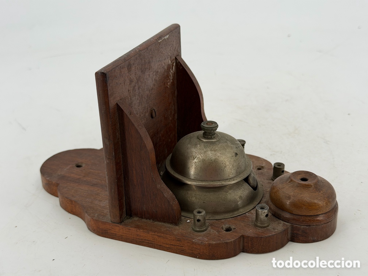 Antig&uuml;edades: Antiguo Timbre con Balda de Madera - Foto 3