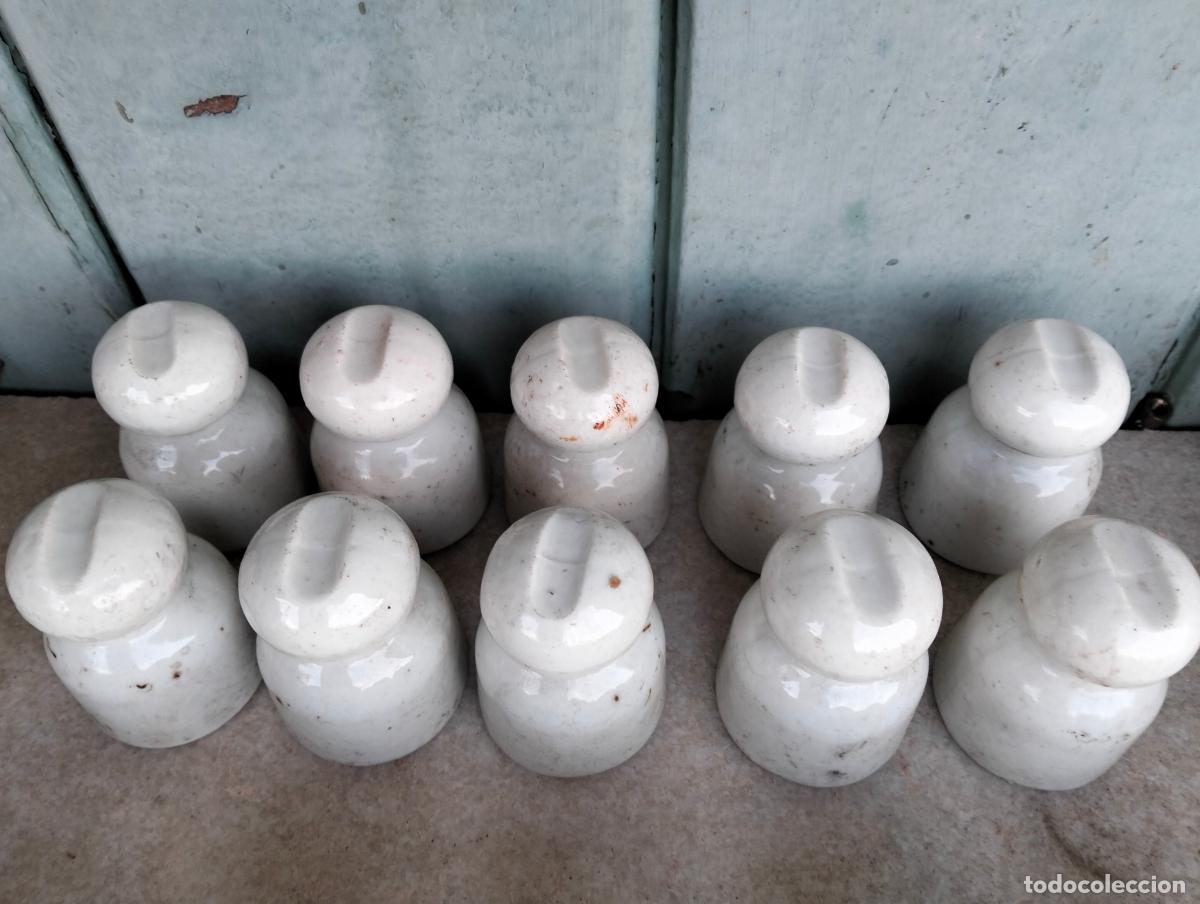 Antiguidades: Aislador aisladores j&iacute;cara material el&eacute;ctrico antiguo porcelana blanca alta t. 10 un. a&ntilde;os 20-30