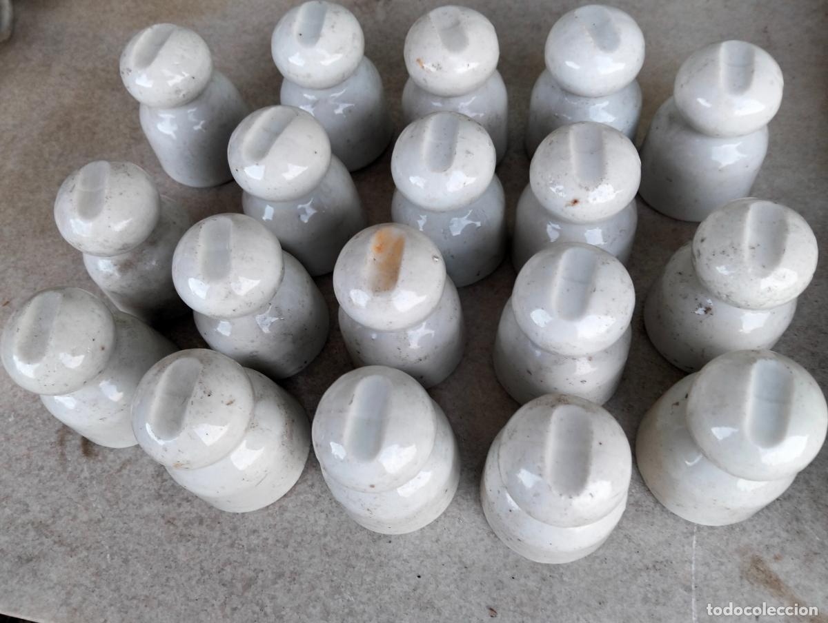 Antig&uuml;edades: Aislador aisladores j&iacute;cara material el&eacute;ctrico antiguo porcelana blanca alta t. 18 un. a&ntilde;os 20-30