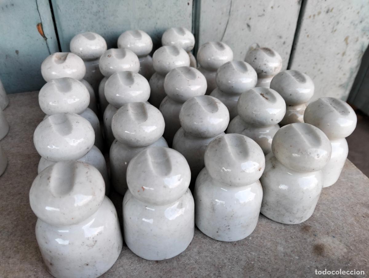 Antiquit&auml;ten: Aislador aisladores j&iacute;cara material el&eacute;ctrico antiguo porcelana blanca alta t. 22 un. a&ntilde;os 20-30