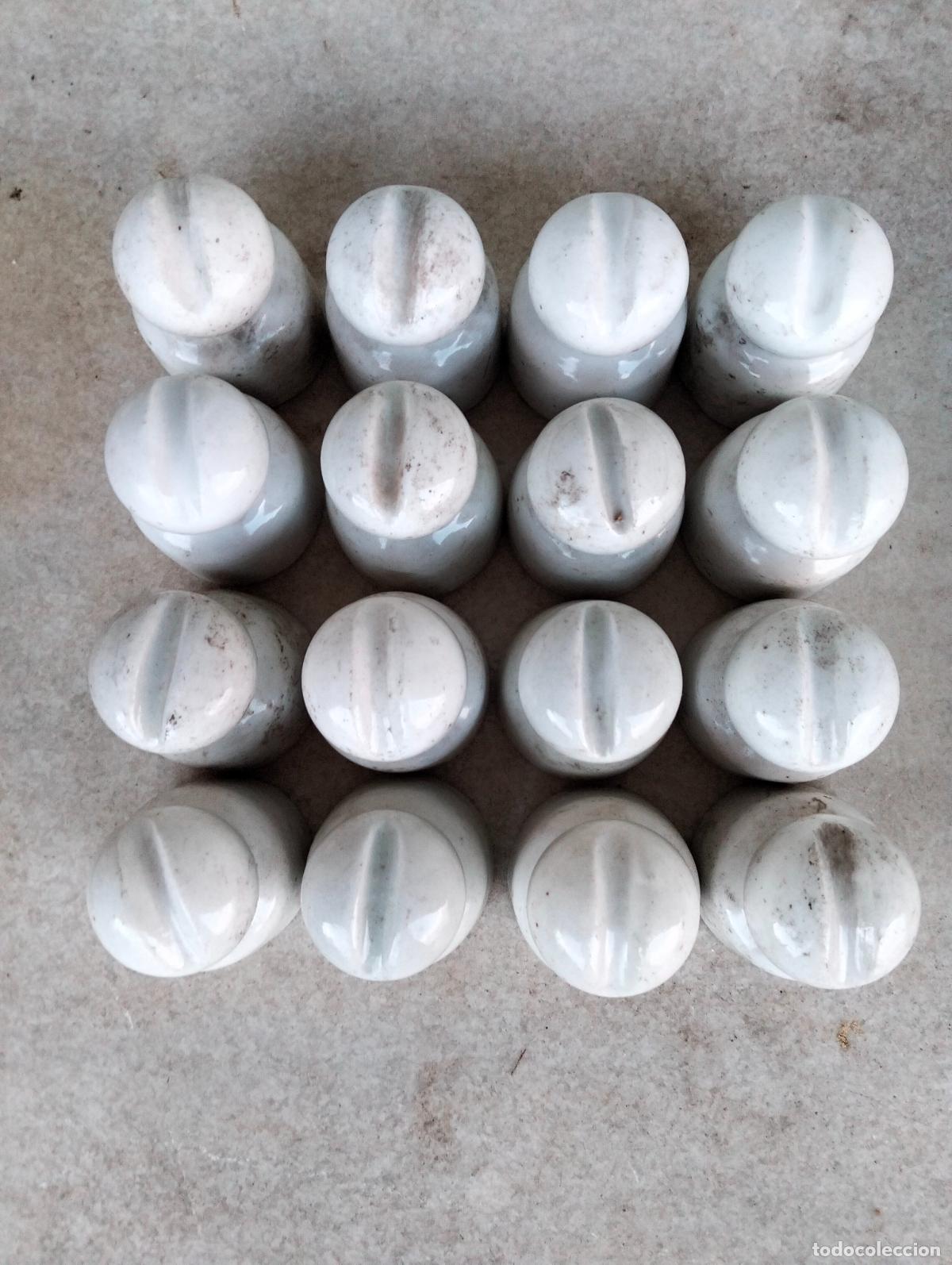 Antiguidades: Aislador aisladores j&iacute;cara material el&eacute;ctrico antiguo porcelana blanca alta t. 16 un. a&ntilde;os 20-30