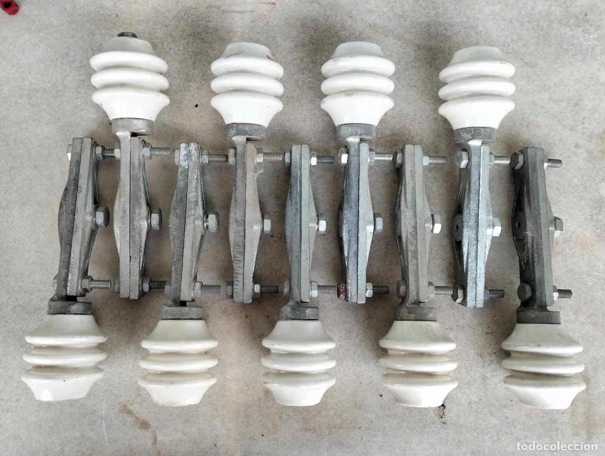 Antiguidades: Aislador aisladores j&iacute;cara material el&eacute;ctrico antiguo porcelana blanca alta t. 9 un. a&ntilde;os 50-60