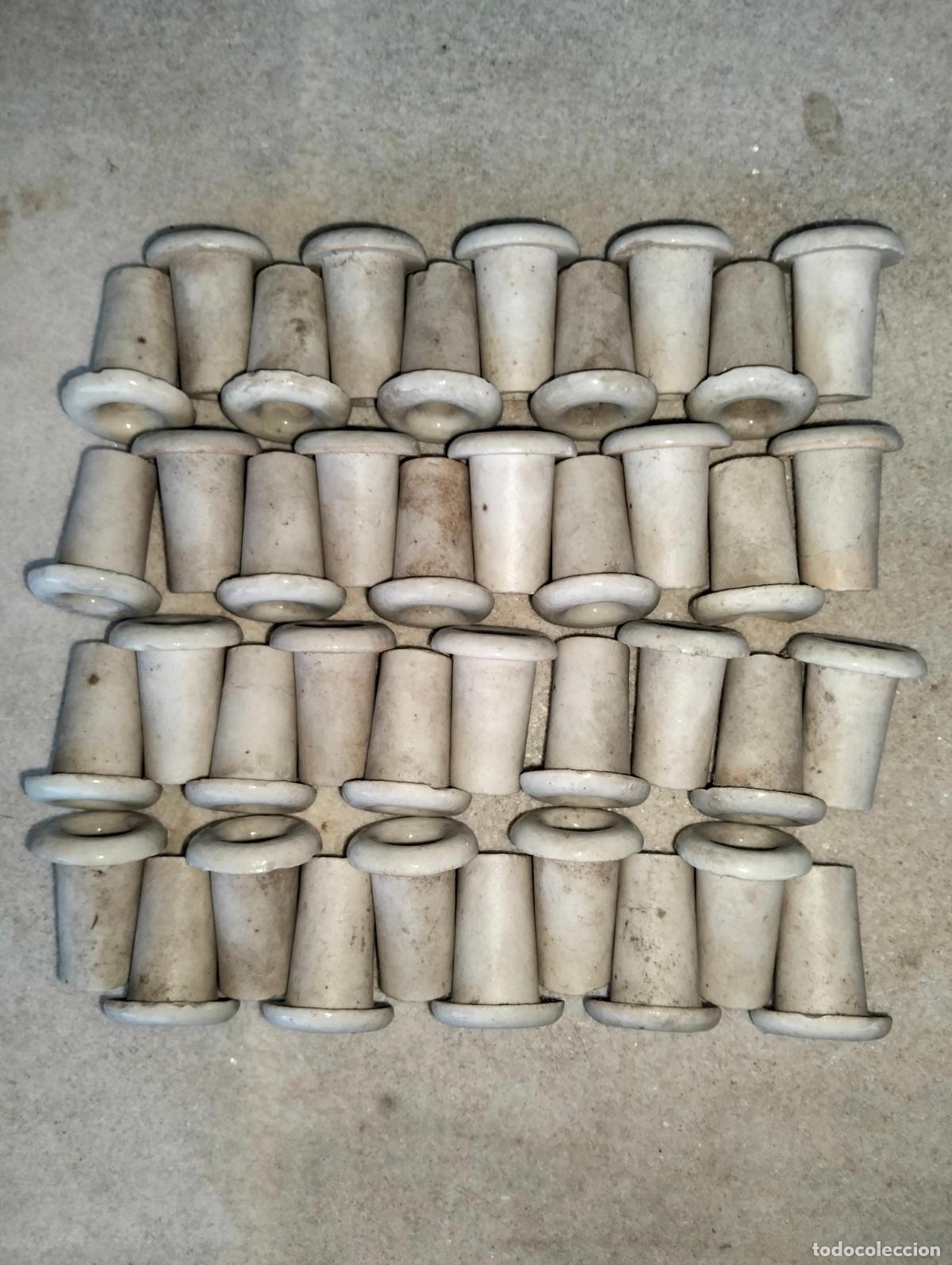 Antiguidades: Aislador pasa cables a cuadro agujeros material el&eacute;ctrico antiguo porcelana blanca 40 un. a&ntilde;os 20-30