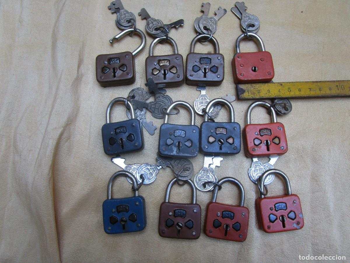 Antig&uuml;edades: 12 CANDADOS UCM UNION CERRAJERA MONDRAGON 1935 - PERFECTOS - SIN USO PREVIO 5x3,8CM, no ofertas *