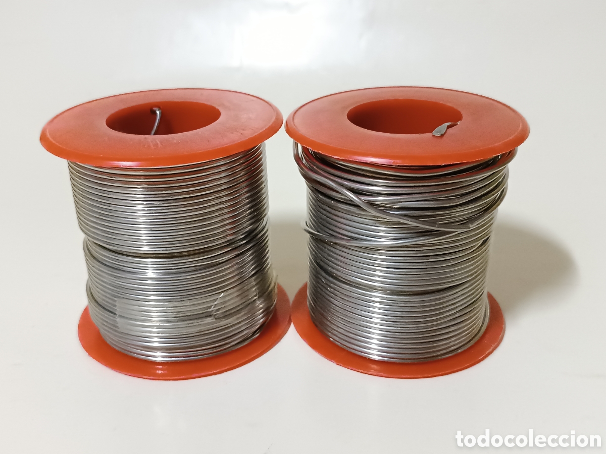 Antig&uuml;edades: LOTE de dos rollos de HILO DE ESTA&Ntilde;O para soldar con pasta de soldar 1 kg c/u - leer descripci&oacute;n -