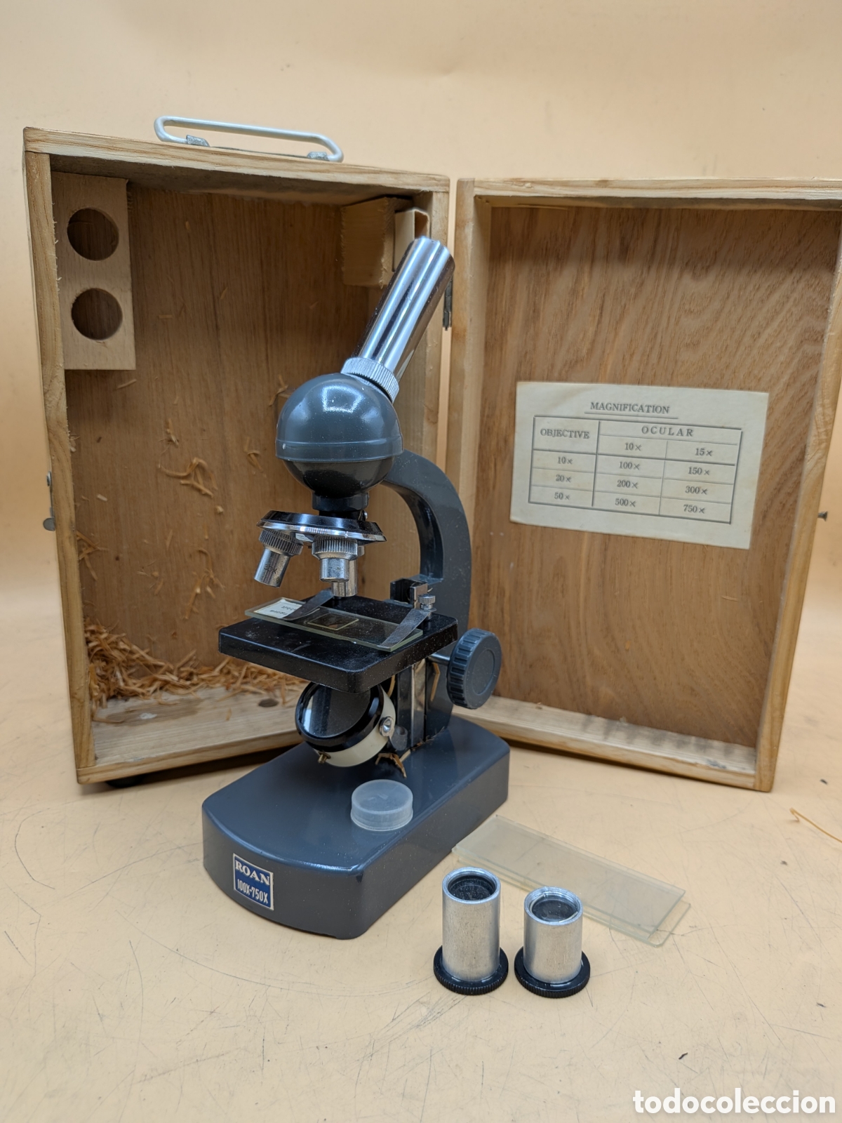 Antiques: MICROSCOPIO ROSN 100X-750 COLECCI&Oacute;N
