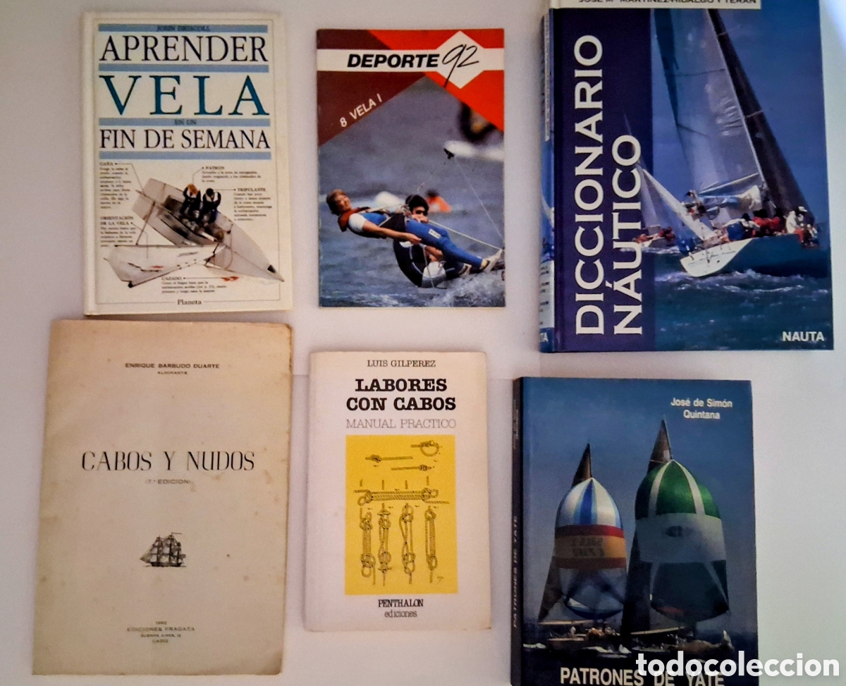 Antig&uuml;edades: Lote Tem&aacute;tico Navegaci&oacute;n Y Vela: 6 Manuales Y Diccionario N&aacute;utico (2 Firmados)