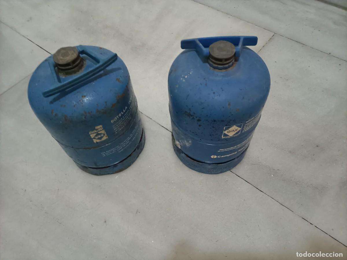 Antig&uuml;edades: BOMBONA DE GAS CAMPING GAS AZUL PEQUE&Ntilde;A, LOTE DE DOS.