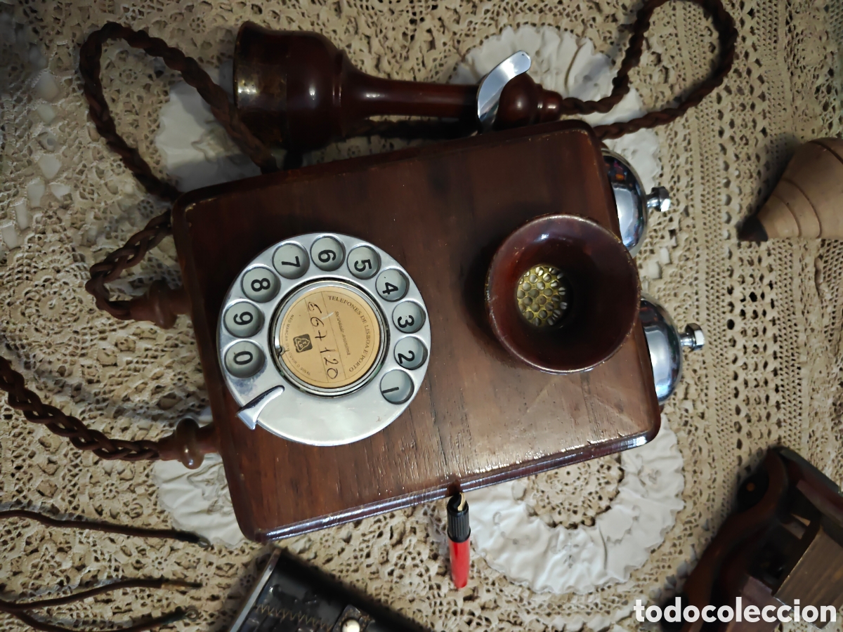 Tel&eacute;fonos: Antique 1915 Wooden Wall Telephone &ndash; Rotary Dial, ATM Liverpool, Portuguese Tele