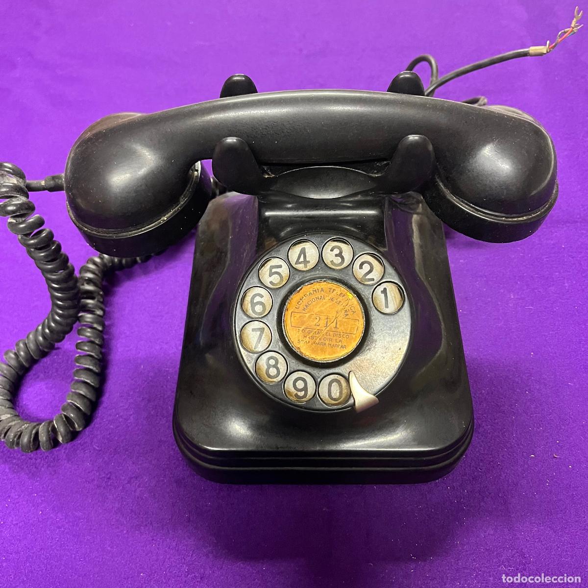 Tel&eacute;fonos: ANTIGUO TELEFONO DE BAQUELITA NEGRO. A&Ntilde;OS 60. VINTAGE. SOBREMESA.