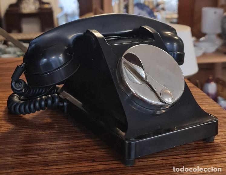 Tel&eacute;fonos: Tel&eacute;fono antiguo U43 PTT Francia, baquelita negra a&ntilde;os 40-60