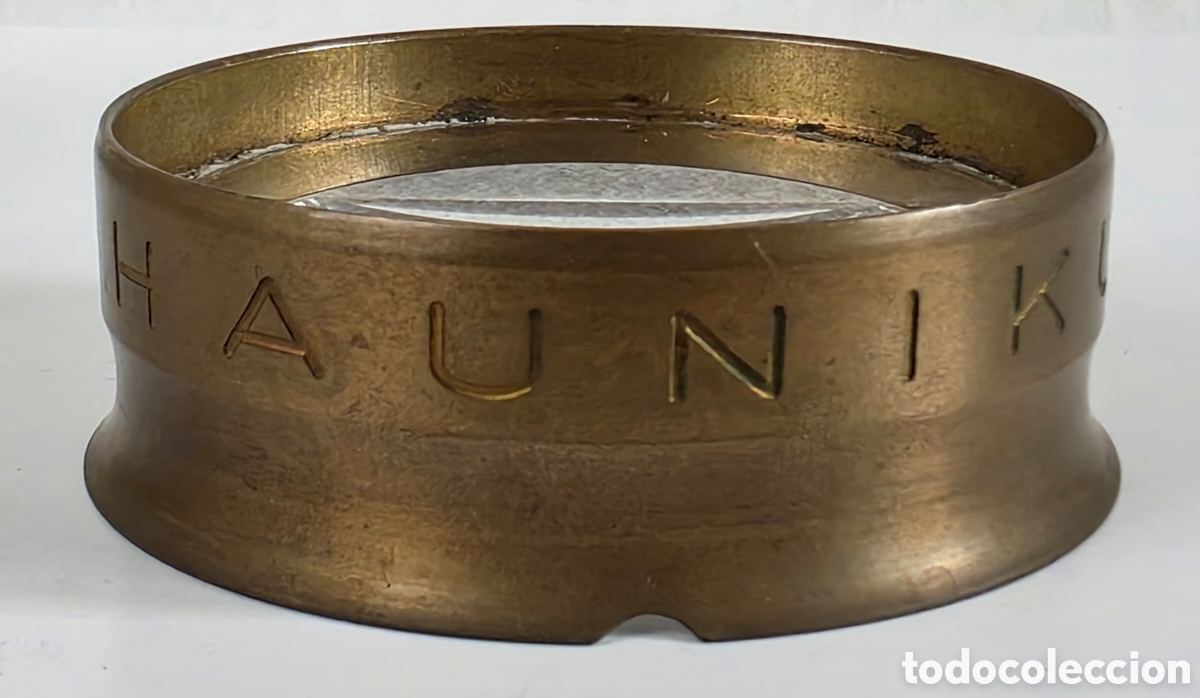 Antiguidades: Antigua Lupa de Sobremesa Becher Haunikus - Bronce y Cristal - &Oacute;ptica Decoraci&oacute;n