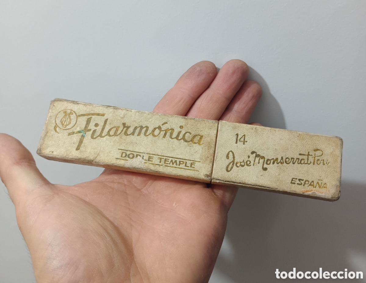 Antig&uuml;edades: Caja vacia navaja filarm&oacute;nica doble temple N&deg; 14 muy buen estado