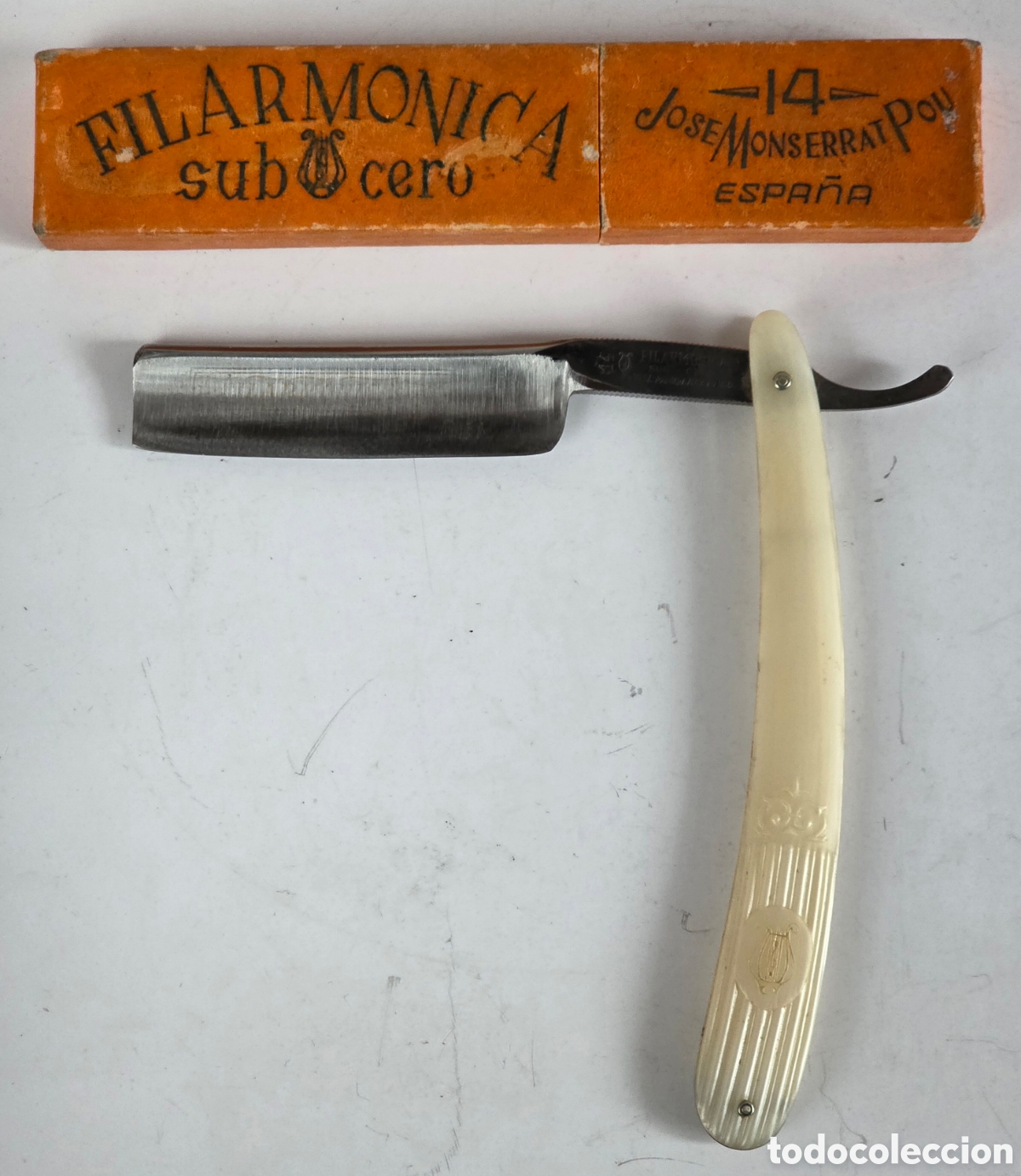 Antig&uuml;edades: Navaja de Afeitar Filarm&oacute;nica 14 Sub Cero Fabricaci&oacute;n Espa&ntilde;ola Jos&eacute; Montserrat Pou Barber&iacute;a Vintage