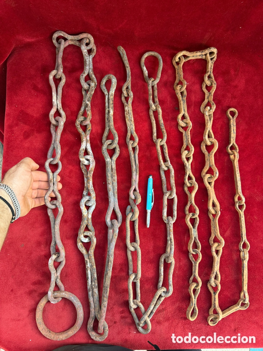 Antig&uuml;edades: Gran lote de cadenas de forja antiguas,Siglo XVIII