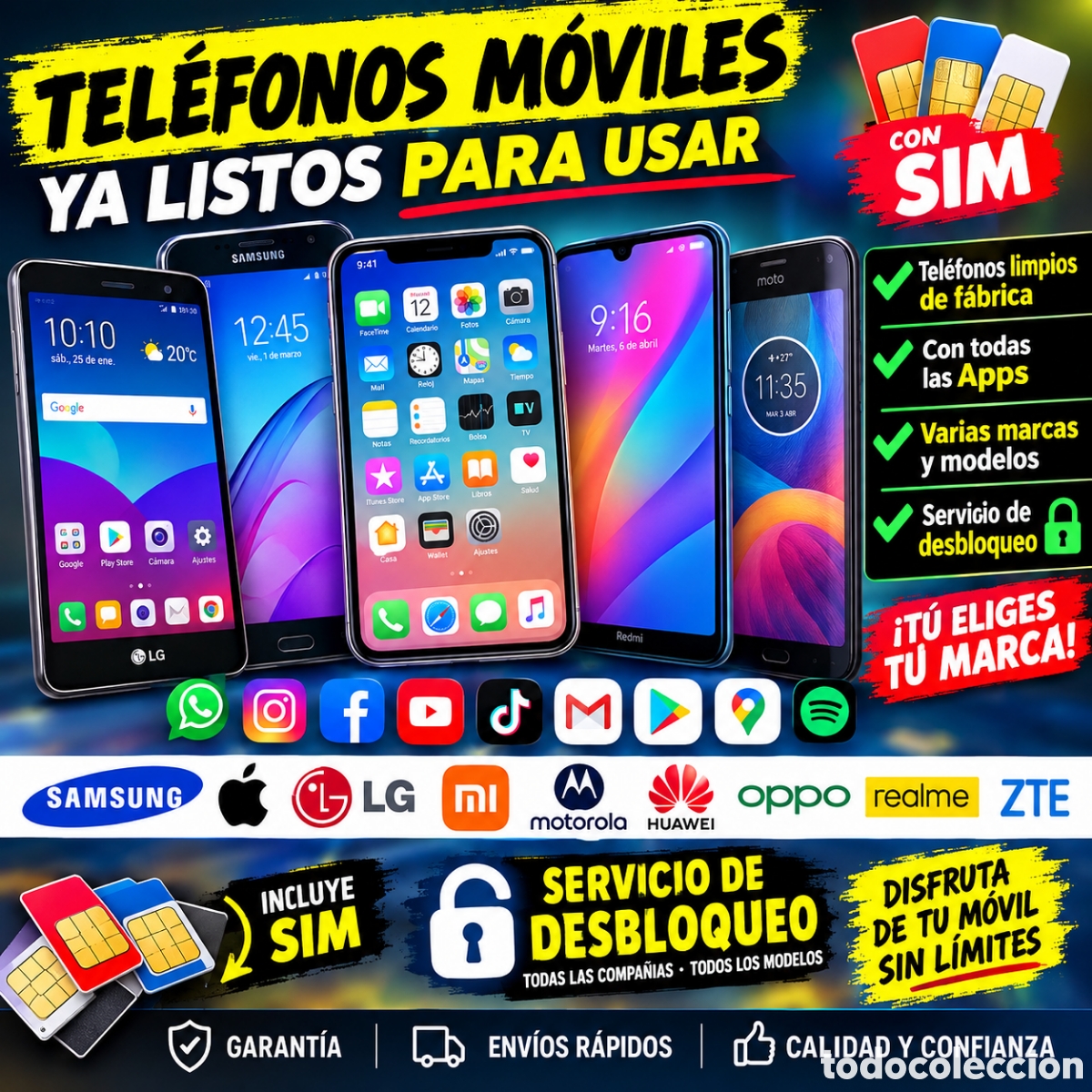 Tel&eacute;fonos: TEL&Eacute;FONOS M&Oacute;VILES CON SIM &ndash; VARIAS MARCAS Y MODELOS &ndash; LISTOS PARA USAR &ndash; LIBRES/DESBLOQUEO